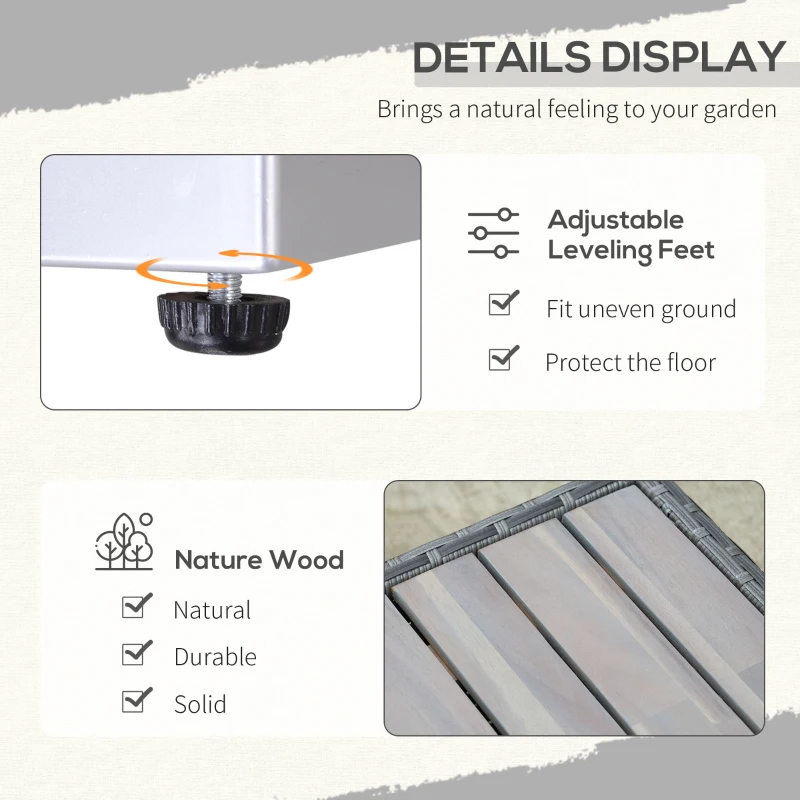 Outsunny 7-Piece Patio Furniture Sets PE Rattan Sectional Sofa Set Outdoor Conversation Set w/Acacia Top Coffee Table & Cushion for Garden, Backyard, Grey