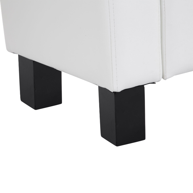 HOMCOM Large 42" Storage Ottoman, Tufted Faux Leather Storage Bench for Living Room, Entryway, or Bedroom, Cream White