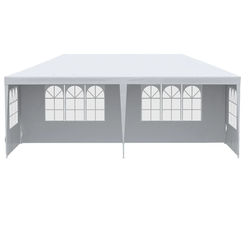 Outsunny Large 20' x 10' Gazebo Canopy Party Tent with 4 Removable Window Side Walls, Outdoor Events - White