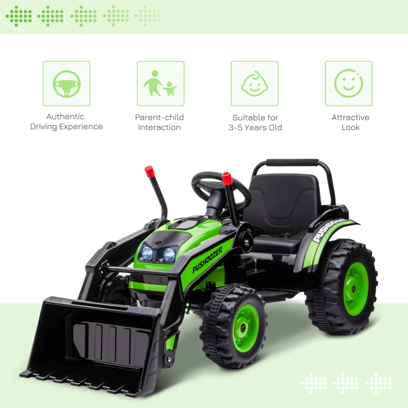 Aosom 6V Kids Rechargeable Battery Powered Truck with Adjustable Bucket, High/Low Speed Realistic Sound, Green