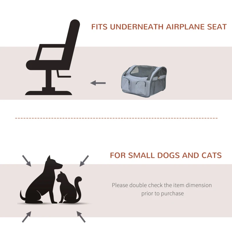 PawHut 3in1 Pet Car Booster Seat Dog Carrier Travel Bag Gray