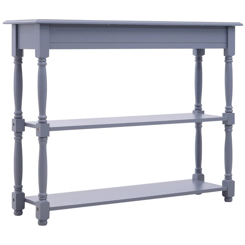 HOMCOM Console Table Modern Sofa Table with 2 Tier Shelves for Living Room, Entryway, Bedroom, Grey