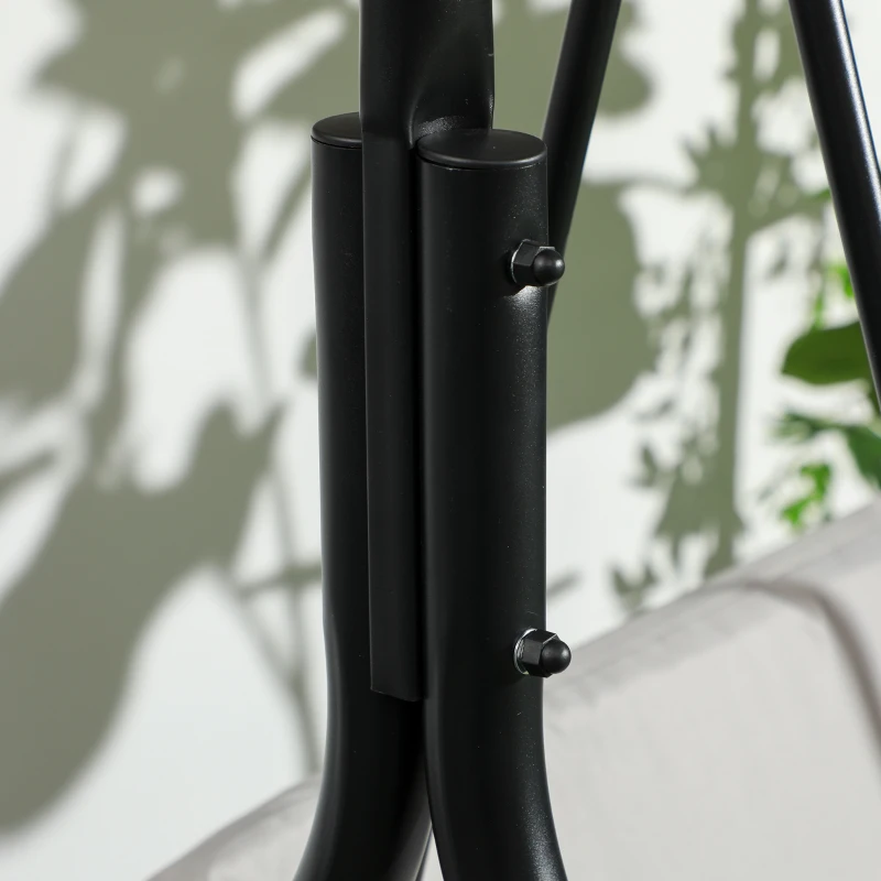 Outsunny 1-Seat Outdoor Porch Swing Patio Swing with Adjustable Canopy, Removable Seat and Back Cushion for Garden, Poolside