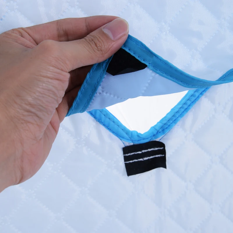 Outsunny 4 Person Ice Fishing Shelter, Pop-up Ice Fishing Tent, Ice Shanty, Portable and Insulated, with 2 Doors and Carrying Bag, Light Blue