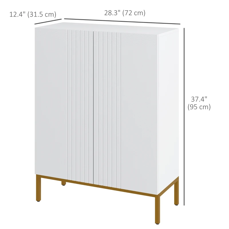 HOMCOM Shoe Storage Cabinet with Adjustable Shelves and Soft-Close Hinges, for 15-20 Pairs of Shoes, White