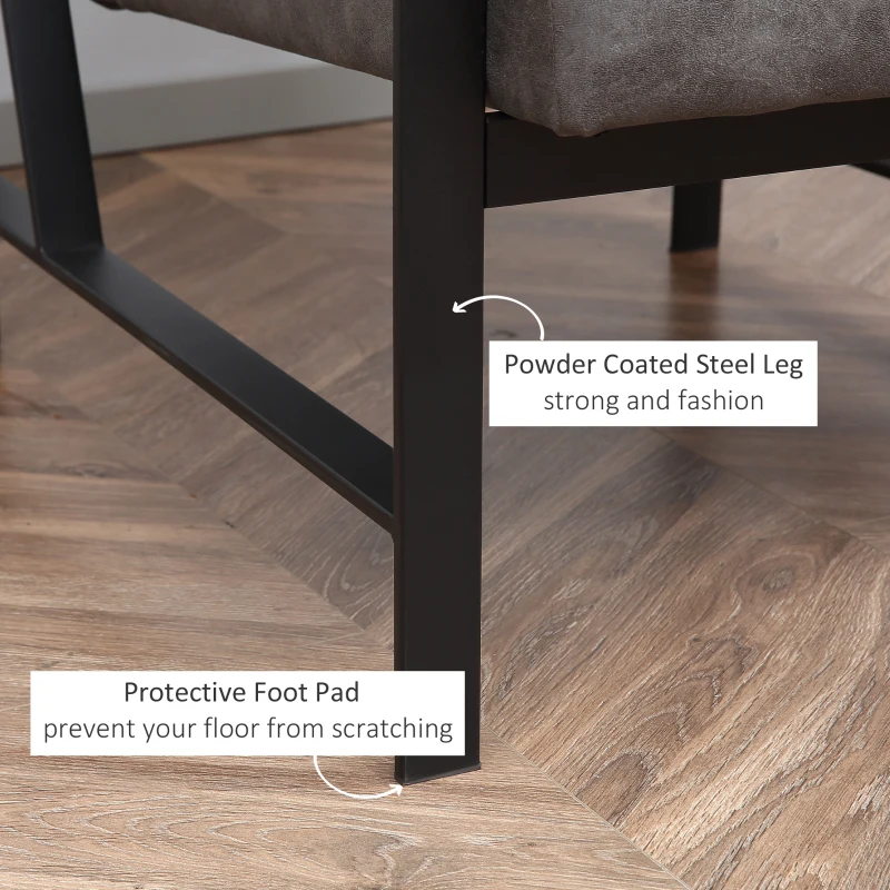 HOMCOM Industrial Accent Chairs with Cushioned Seat and Back, Gray