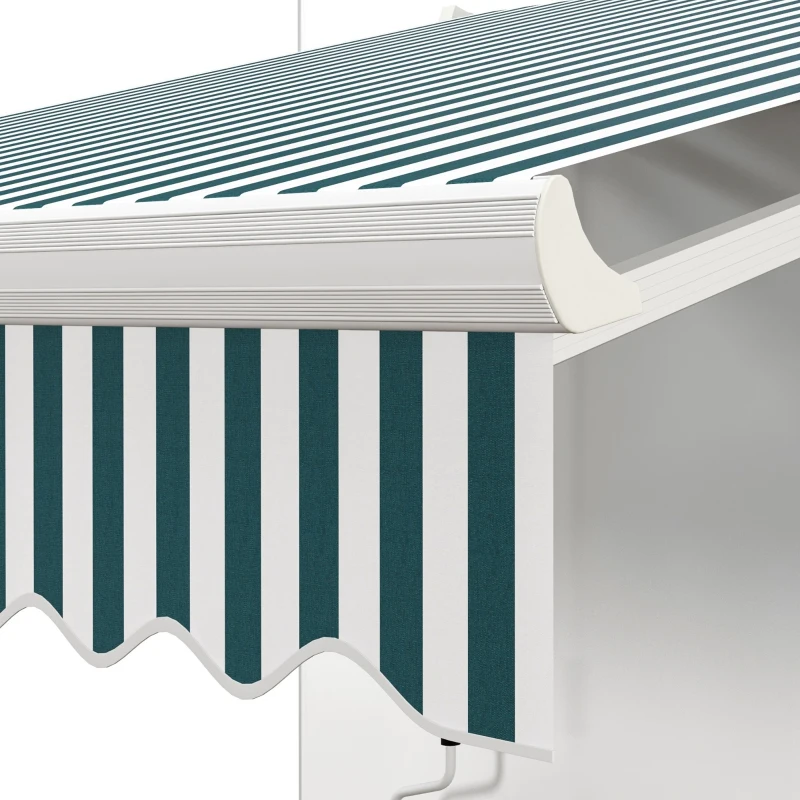 Outsunny 8' x 6.6' Patio Retractable Awning, Manual Exterior Sun Shade Deck Window Cover, Green Striped