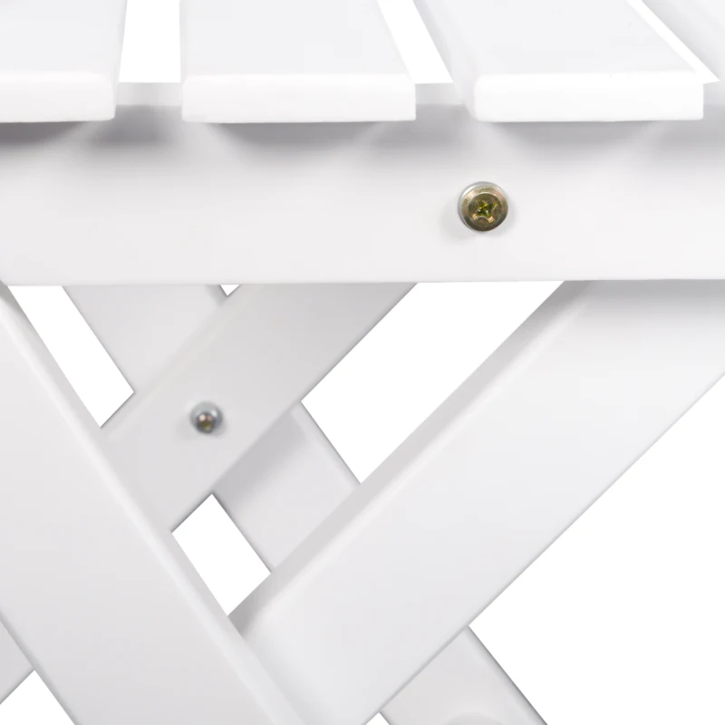 Outsunny 3 Piece Bistro Set, Wood Folding Outdoor Furniture with Table & Chairs for Backyard & Balcony, Square, White