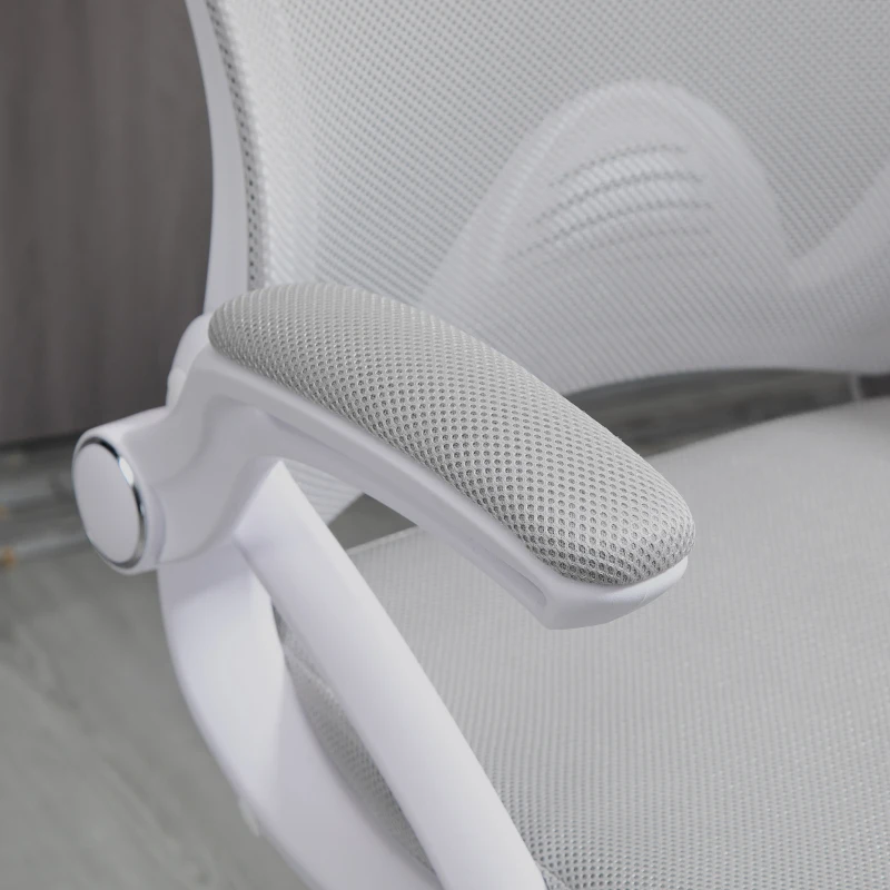 Vinsetto Height-Adjustable Tall Office Chair, Drafting Chair with Flip-Up Armrest, Footrest Ring, Swivel Wheels, Light Grey