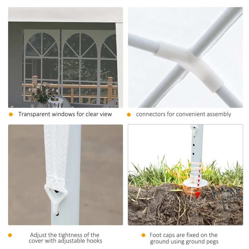 Outsunny Large 20' x 10' Gazebo Canopy Party Tent with 4 Removable Window Side Walls, Outdoor Events - White