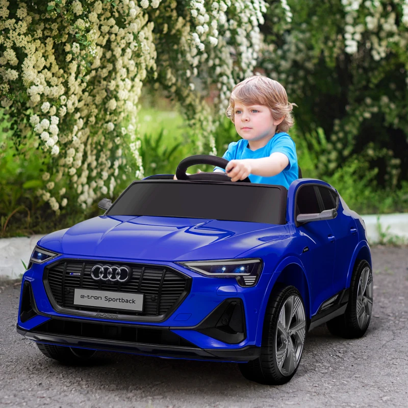 Aosom 2V Kids Electric Ride On Car, Licensed Audi E-tron with Seat, Remote, Dark Blue