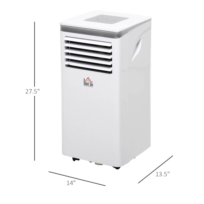 HOMCOM 8000 BTU Portable Air Conditioner for Rooms Uo to 344 Sq.Ft., 4-in-1 Mobile AC Unit with Dehumidifier, Cooling Fan, Sleep Mode, Remote, 24H Timer, Window Installation Kit, White