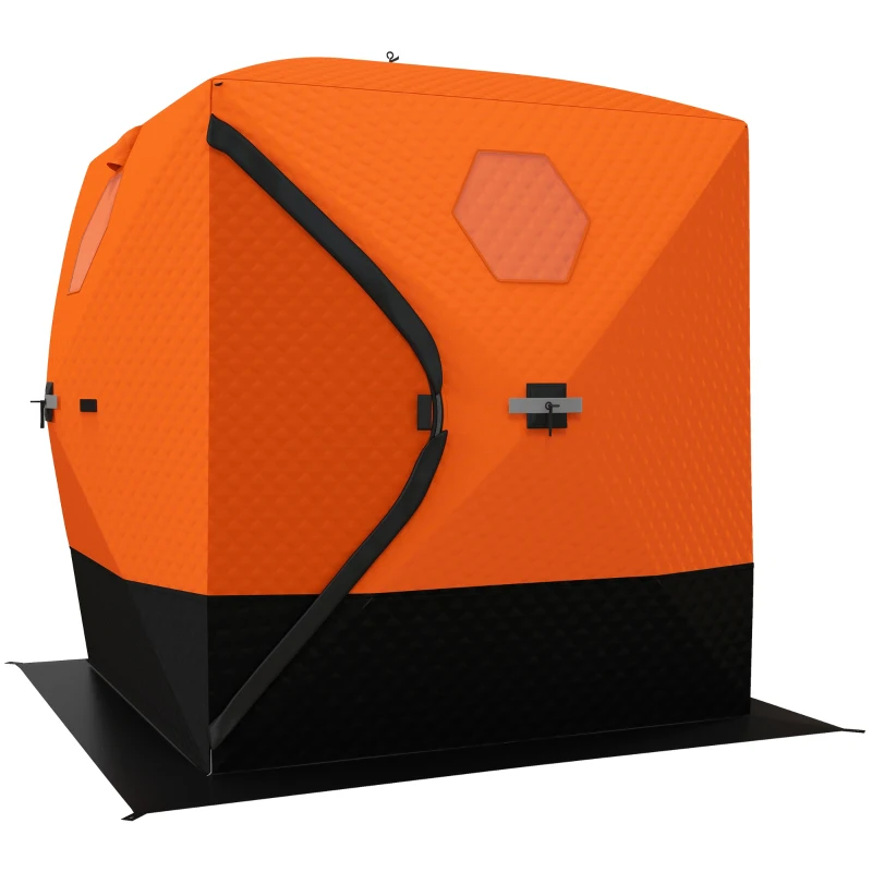 Outsunny 2-3 Person Insulated Ice Fishing Shelter, Pop up Ice Fishing Tent with Windows, Vents and Carry Bag, for Low-Temp -22℉