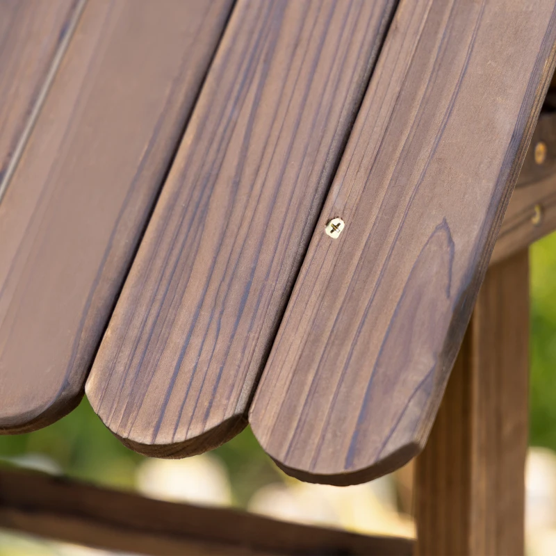 Outsunny Wooden Wishing Well Garden Bed, Rustic Outdoor Flower Planter Patio Ornamental for Plants, Herb, Vegetables, Rustic Brown