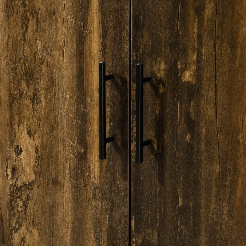 HOMCOM Industrial Kitchen Sideboard, Buffet Cabinet with Storage Open Compartment and Adjustable Shelves for Living Room, Bedroom, Hallway, Rustic Brown