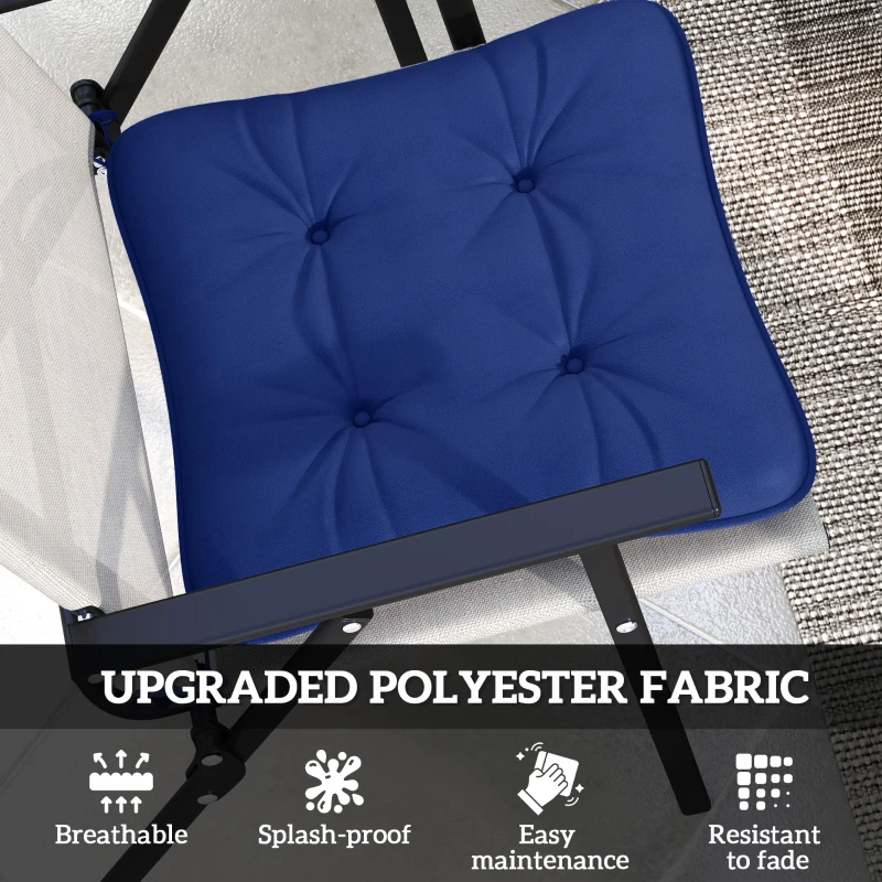 Outsunny 6-Piece Seat Cushion Replacement, Outdoor Patio Chair Cushions Set with Ties, Button Tufted, Dark Blue