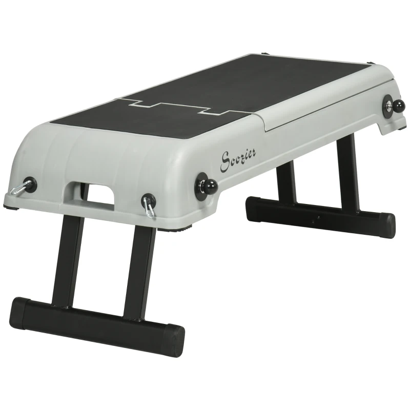 Soozier Multipurpose Workout Bench, Adjustable Stepper Deck with Resistance Ropes, Incline and Decline, Foldable Weight Bench for Home Gym Aerobic & Strength Training