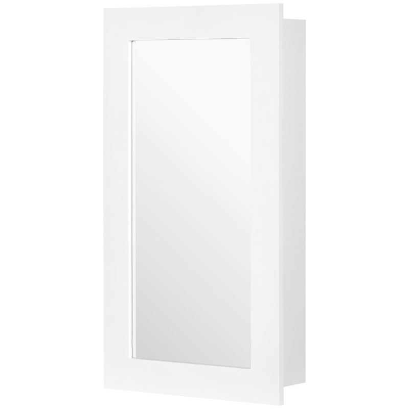 kleankin Wall-Mounted Medicine Cabinet with Mirror, Bathroom Mirror Cabinet with Single Door and Adjustable Shelves, White