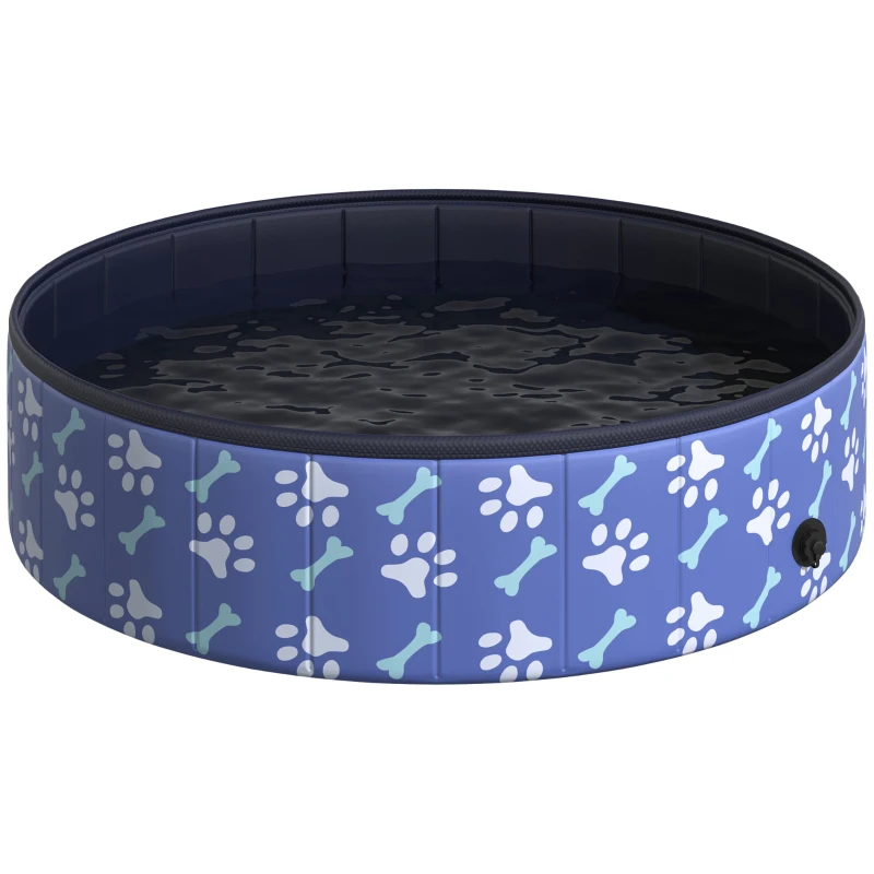 PawHut Folding Dog Pool Portable Pet Kiddie Swimming Pool, Outdoor/Indoor Puppy Bath Tub with Nonslip Bottom for Dogs & Cats,  (Φ47", Blue)