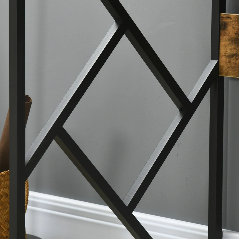 HOMCOM 59" Computer Desk with Storage Shelves, Study Writing Table for Home Office, Industrial Modern Workstation, Rustic Brown