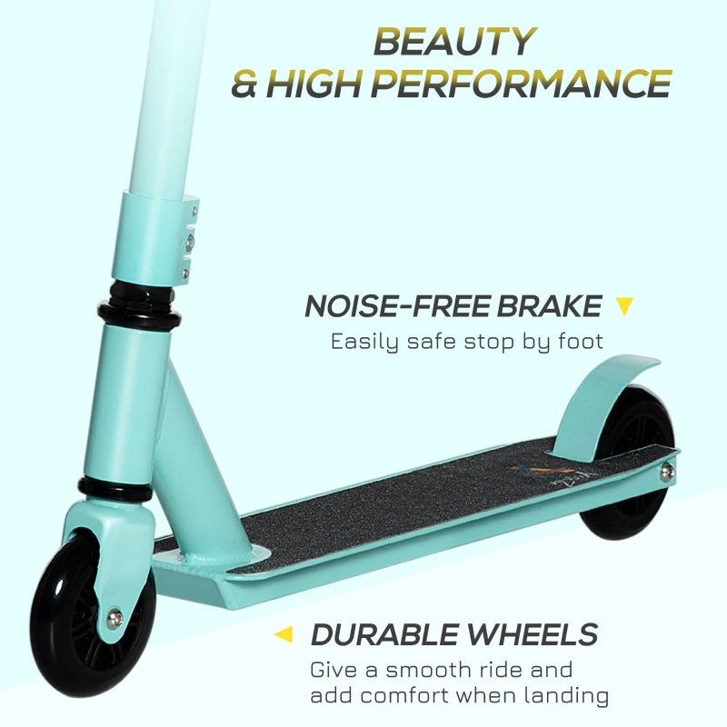 Aosom Stunt Scooter, Pro Scooter, Entry Level Freestyle Scooter w/ Lightweight Alloy Deck for 14 Years and Up Teens, Adults, Blue