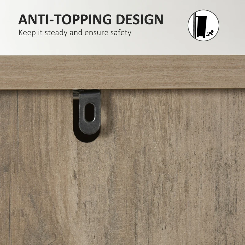 HOMCOM Accent Storage Cabinet, Sideboard, 3-Tier Kitchen Cabinet with Barn Door and Adjustable Shelf, Antique Gray