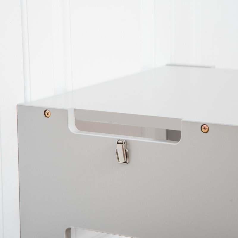 Qaba Kids Kitchen Step Stool, 2 in 1 Kitchen Table Set Toddler Standing Tower with Chalkboard, Safety Rail for Kitchen, Bathroom, Bedroom, Gray