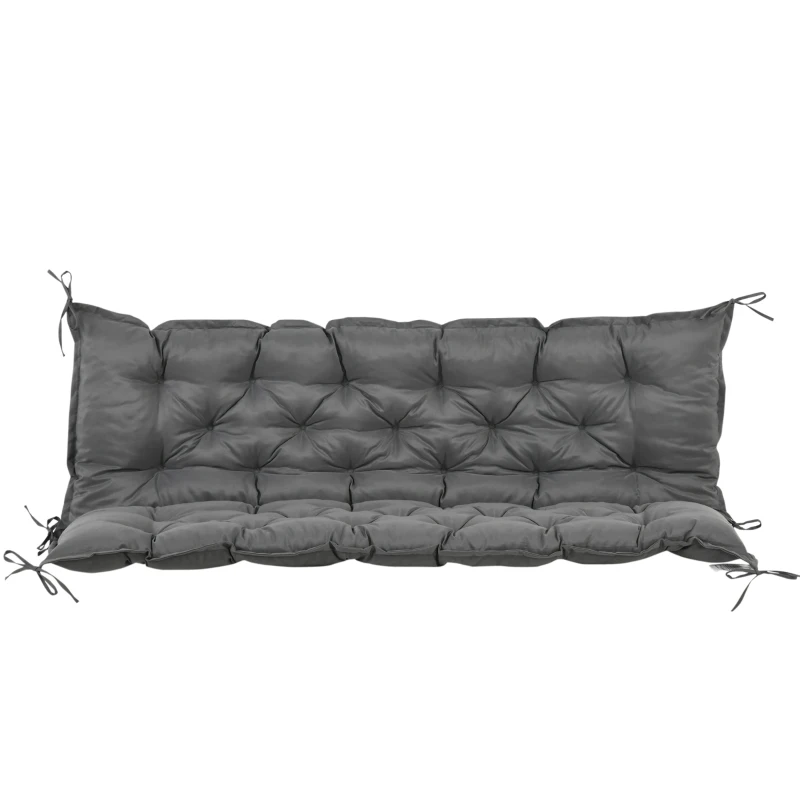 Outsunny Proch Swing Cushion, 59" x 40" x 4" Outdoor Bench Cushion with Backrest, 4" Thick Filling and String Ties, 3 Seater, Dark Grey