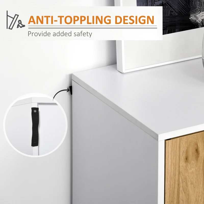 HOMCOM Modern Sideboard, Buffet Cabinet, Console Table with Adjustable Shelves, Anti-Topple Design, and Large Countertop, Natural