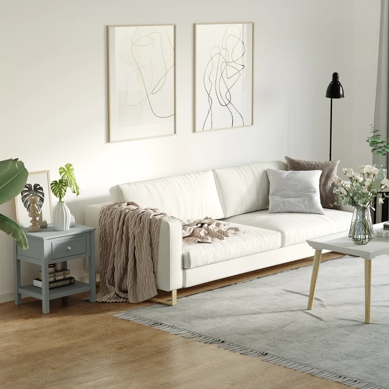 HOMCOM Accent End Table, Sofa Side Table with Storage Drawer and Bottom Shelf for Living Room,Gray