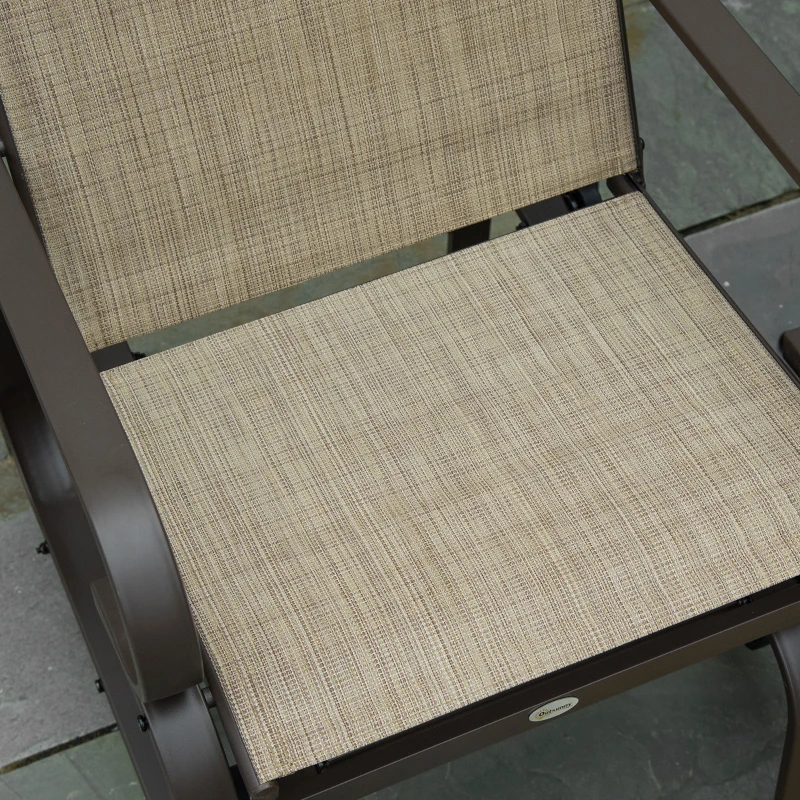 Outsunny Gliding Lounger Chair, Single Rocker with Lightweight Metal & Mesh Construction, Tan(m-9)