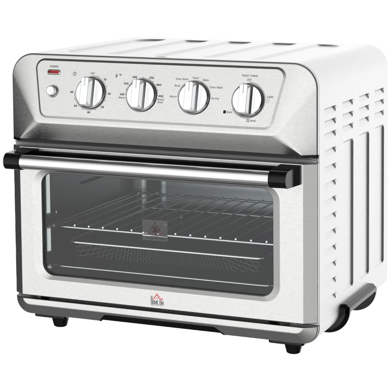 HOMCOM Air Fryer Toaster Oven, 21QT 7-In-1 Convection Oven Countertop, Warm, Broil, Toast, Bake and Air Fry, Accessories Included, 1800W, Stainless Steel Finish