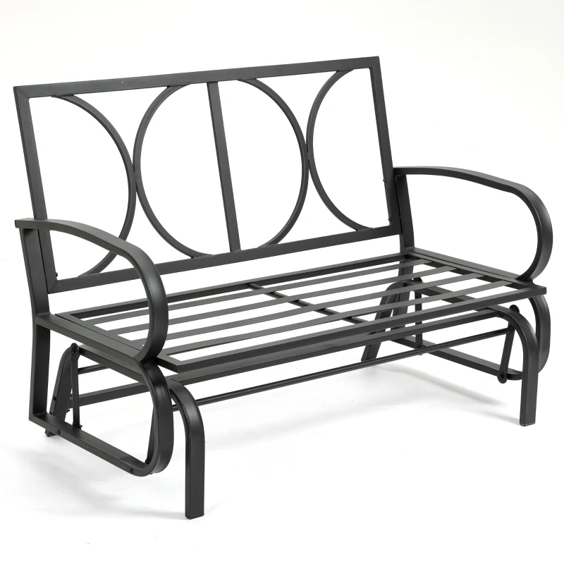 Outsunny 2-Person Outdoor Glider Chair, Patio Double Rocking Loveseat with Steel Frame and Cushions for Backyard, Garden and Porch, Khaki