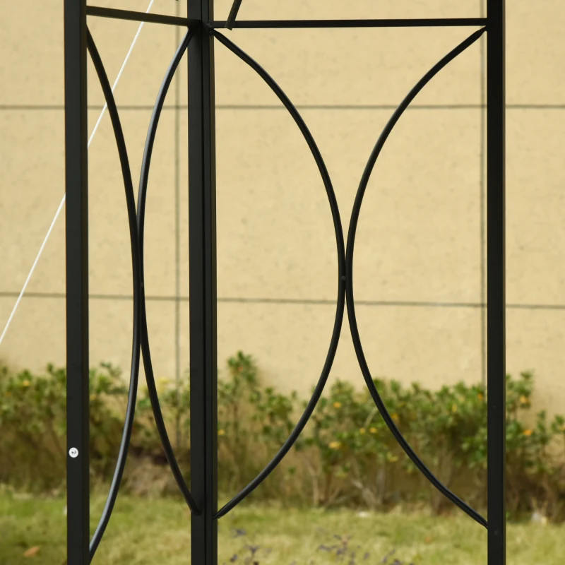 Outsunny 10' x 10' Patio Gazebo Outdoor, Canopy Shelter with Double-tier Roof, Pavilion Sidewalls for Garden Events, Dark Grey