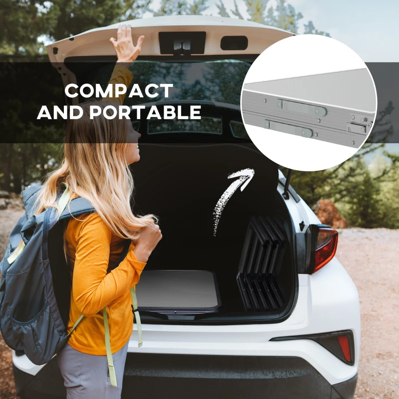 Outsunny Folding Picnic Table and 6 Stools, Camping Table and Chairs with Aluminum Frame for Outdoor, Picnic, Beach, BBQ, Grey