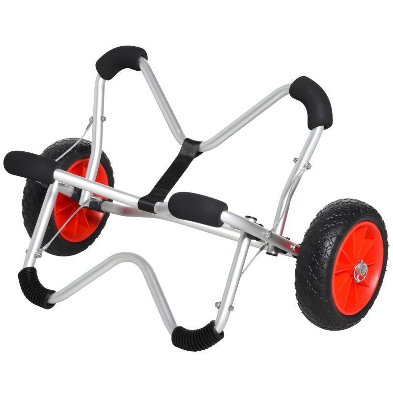 Soozier Kayak Cart Aluminum Boat Canoe Carrier Dolly Trolley Transport Trailer with Airless Beach Tires for Sand, Silver