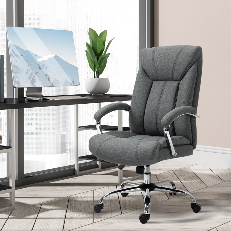 Vinsetto High Back Swivel Home Office Chair Task Ergonomic Linen