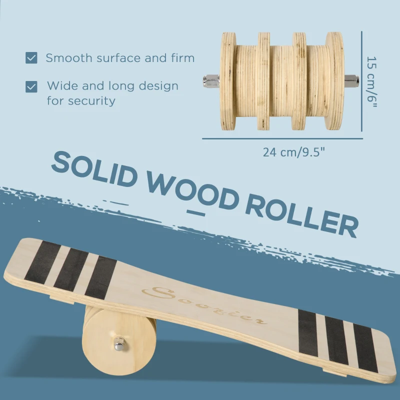 Soozier 32" Balance Board Trainer, Lightweight Wooden Wobble Board, Non-Slip Roller Board for Balance Training and Build Core Stability, Office / Home Use