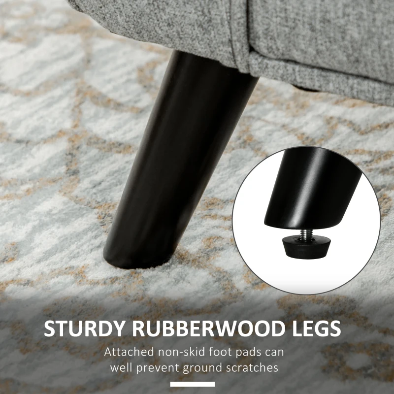 HOMCOM Modern Upholstered Storage Bench with Arms, Linen-Feel Fabric Ottoman Bench for Bedroom Entryway Living Room, Light Gray