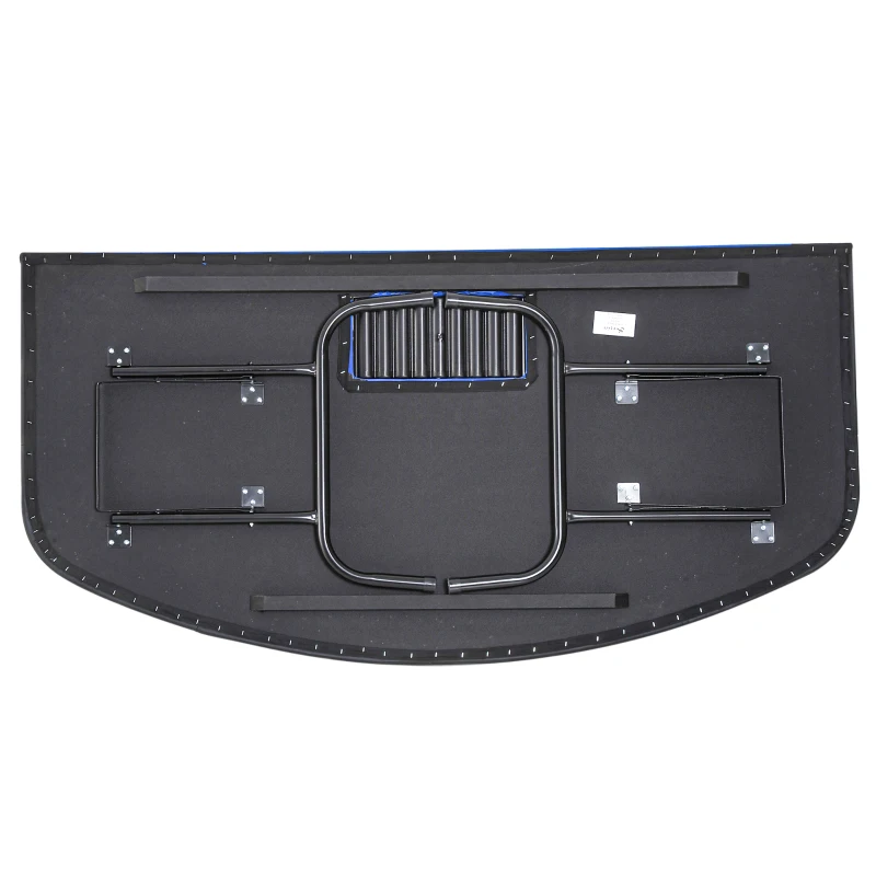 Soozier Poker Table Foldable, 72" Blackjack Table for 7 Players with Chip & Cup Holder, Blue Felt