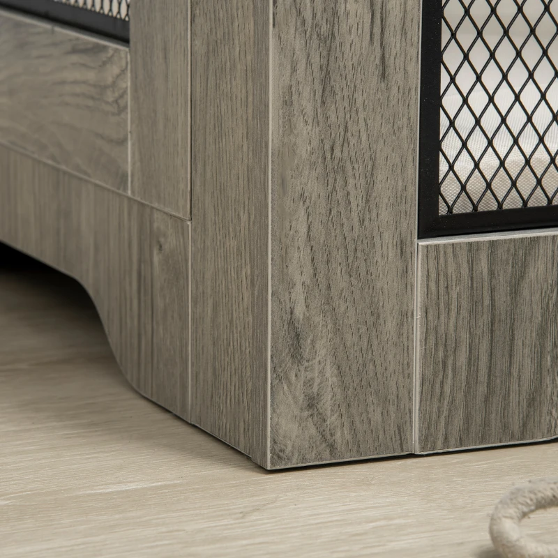 PawHut Dog Crate Furniture with Cushion, 2 Doors, Storage, Dog Kennel End Table for Small Medium Dogs, Grey