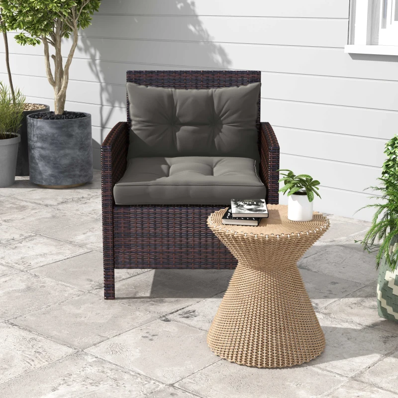 Outsunny 2-Piece Back and Seat Cushion Pillows Replacement, Button Tufted Patio Chair Cushions Set, Charcoal Grey