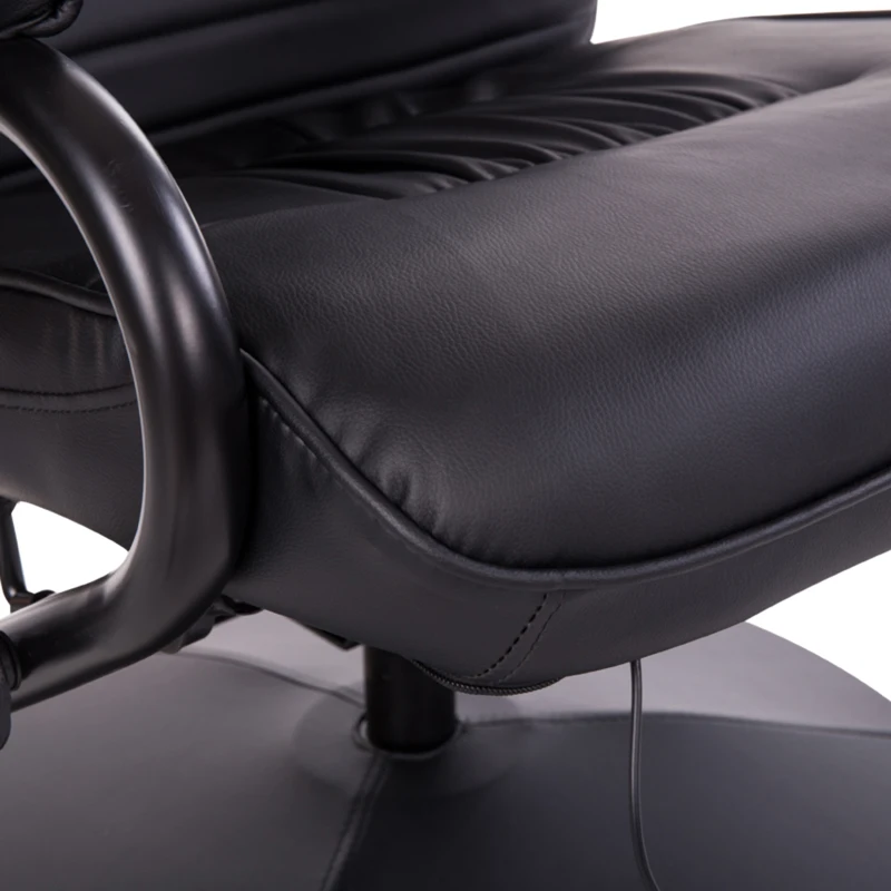 HOMCOM Massaging Faux Leather Recliner Chair and Ottoman Set, Swivel Vibration Massage Lounge Chair with Remote Control for Living Room, Bedroom, or Office, Black
