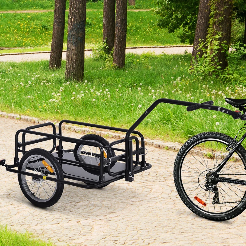 Aosom Foldable Bike Cargo Trailer Cart with Hitch, 88 lbs. Capacity, Black(m-10)