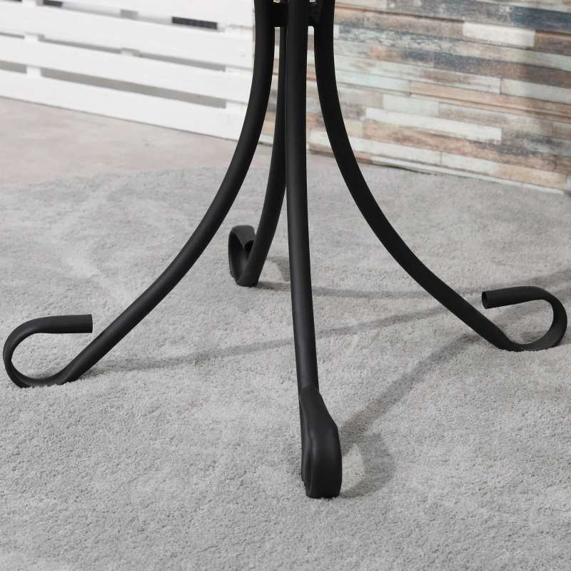 Outsunny Mosaic Patio Table 24 Inch Outdoor Round Side Table Plant Stand for Garden, Yard, Lawn or Indoor, White and Green