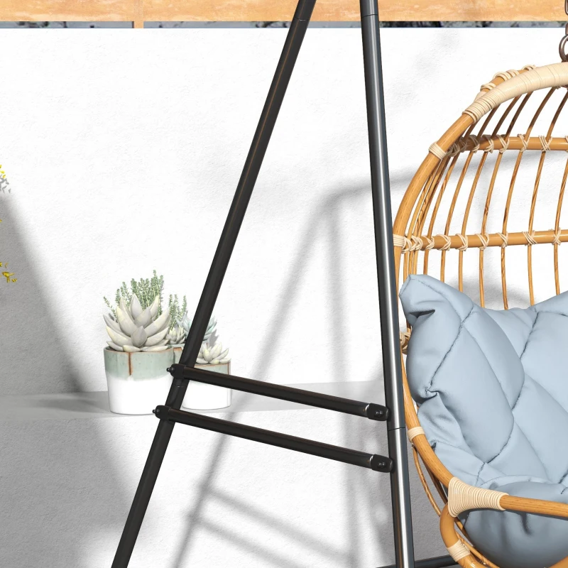 Outsunny Hammock Chair Stand, Hanging Heavy Duty Metal Frame Hammock Stand for Hanging Hammock Air Porch Swing Chair, Egg Cahir, Indoor & Outdoor Use, 70.1" x 56.3" x 70.9" Black