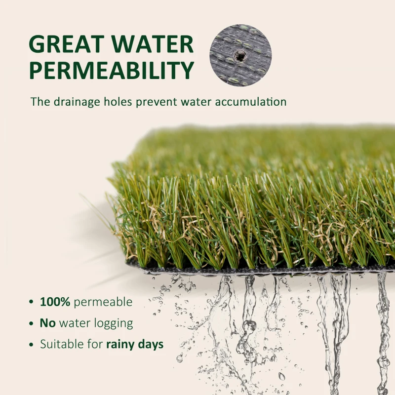 Outsunny 13' x 3.3' Synthetic Artificial Grass Turf Realistic Fake Thick Grass with UV Protection & Drain Holes, Outdoor Easy to Clean Lawn Pet Turf with High Density, 1.2'' Height