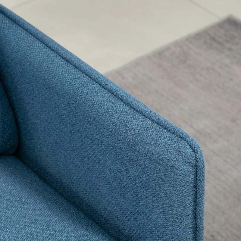HOMCOM 55" Loveseat Sofa, Linen Love Seat w/ S spring, Steel Legs and Button Tufting, Small Couch for Living Room, Dark Blue