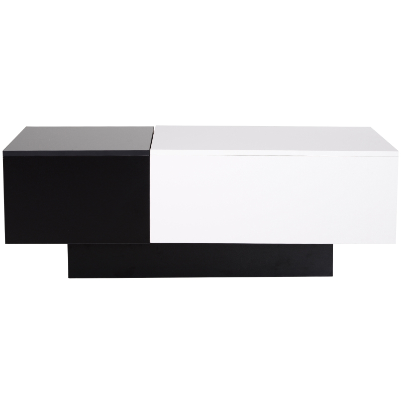 HOMCOM Rectangular Wooden Chest Coffee Table with Slide Top Trunk Storage, Black and White