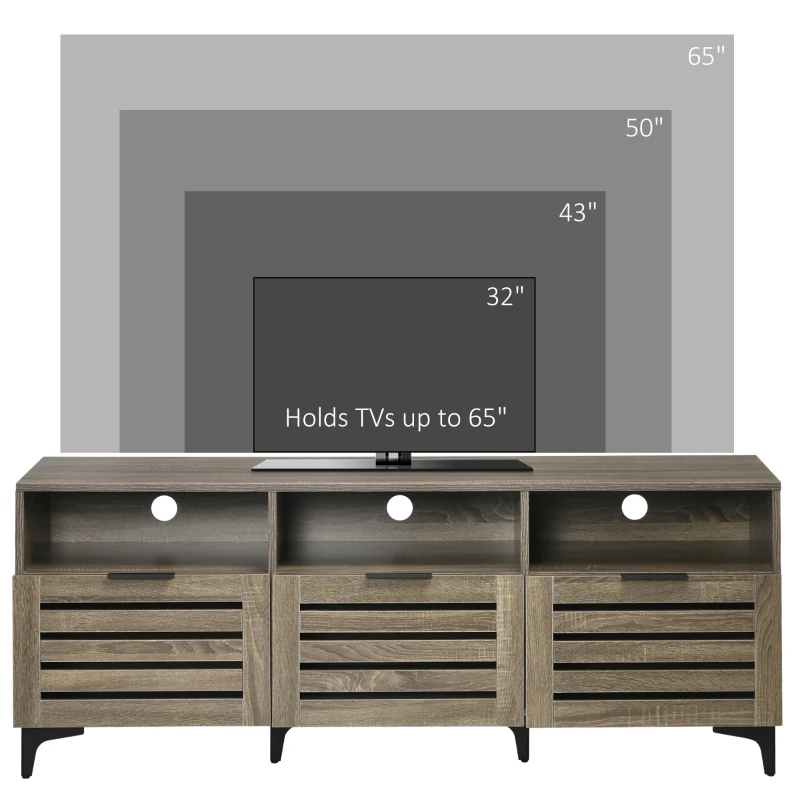 HOMCOM TV Stand for 65 Inch TV, Entertainment Center with Drawer, Doors, and Storage Shelves, TV Cabinet for Living Room, Bedroom, Gray